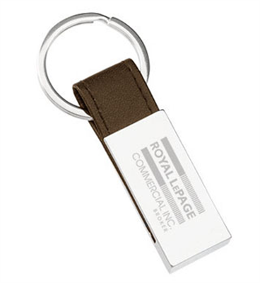 Key Chain Brown Leather and Chrome