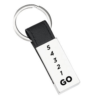 Key Chain Black Leather and Chrome